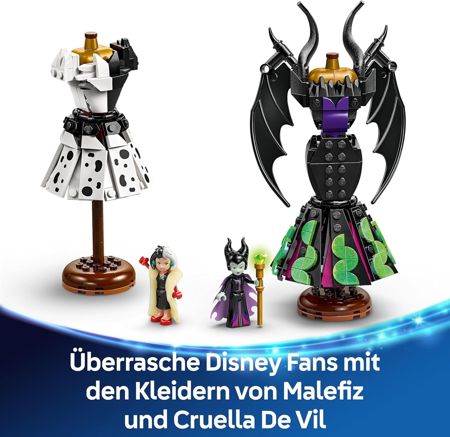 LEGO € Disney Villains I vestiti di Malefica e Crudelia De Mon - Giocattolo per ragazzi e ragazze da 9 anni - Incl. 2 mini bambole e 2 personaggi di animali - Regalo di compleanno per i fan 43262 Set da costruzione Acquista dal negozio LEGO