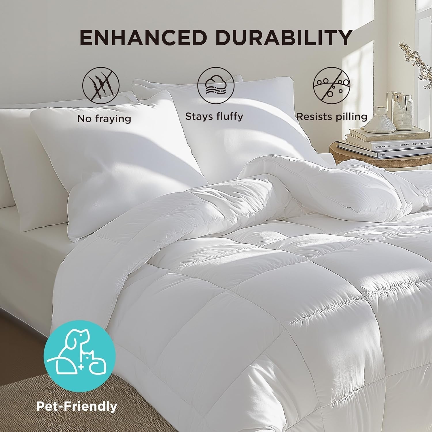 BEDSURE Trapunta Trapuntata Completo/Queen (88"X88") Bianco Piumini e Trapunte Naty Shop