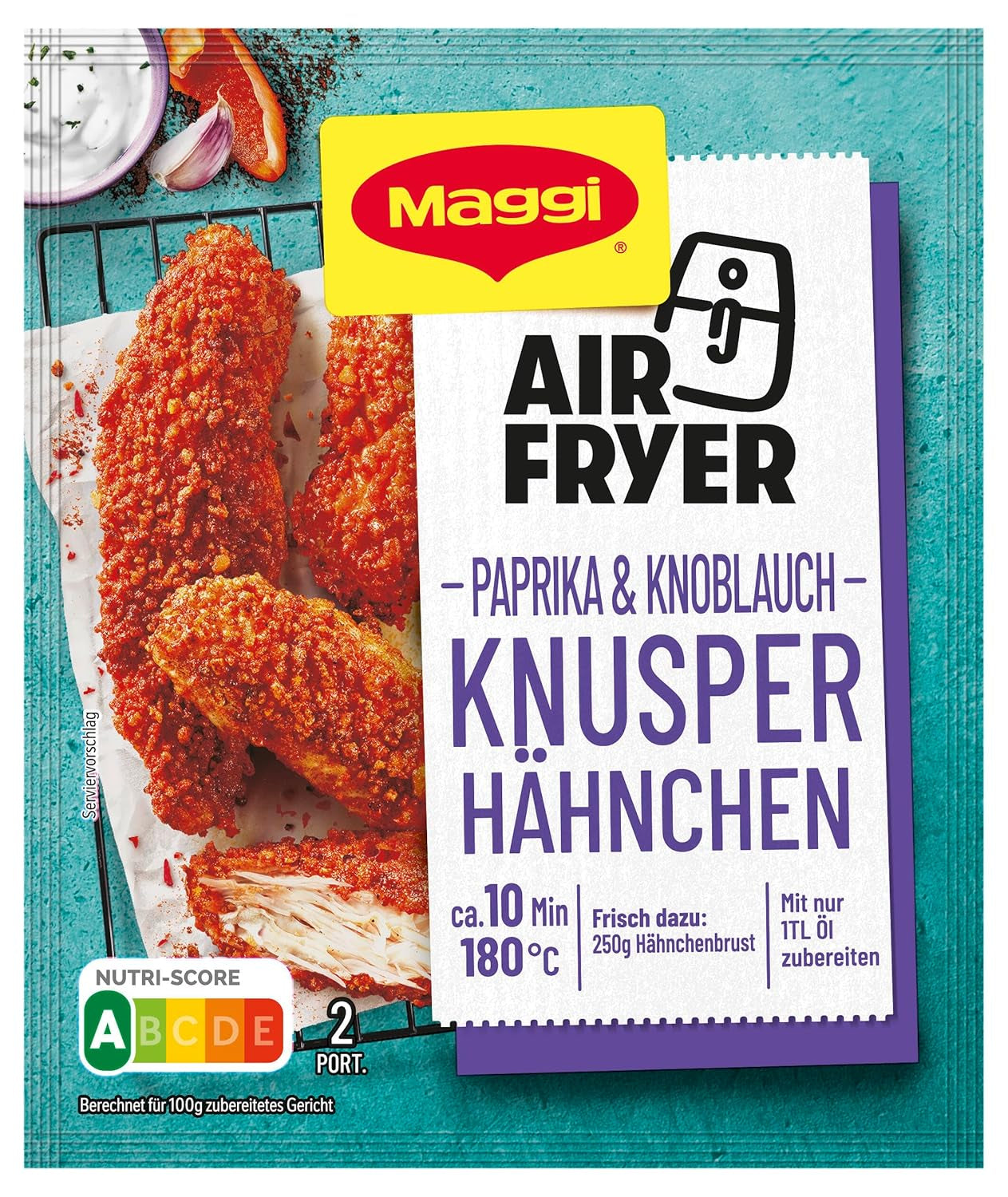 MAGGI Airfryer Knusper Hähnchen - Paprika und Knoblauch, confezione 1 (1 x 39g)