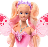 Mattel Barbie Fata con bacchetta giocattolo e accessori moda, tema fantastico con ali e vestito che cambia colore, JCP76, [Multicolore] Naty Shop Dolls