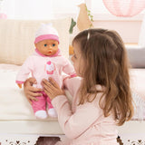 Babypuppe Prime Parole mit Schlafaugen, spricht 24 Babylaute, mit Schnuller und Flasche, 38 cm, Rosa/Streifen
