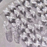 Aurora Muschel Schmetterling Nagelsticker Weiß Schmetterlinge Nail Sticker Gelee Relief Butterfly Nagelaufkleber Y2K Farfalle Nagel Sticker Nägel Nageldesign Nagel Zubehör Nail Art Stickers Nail art