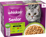 Whiskas Senior 7+ Selezione Mista di Cibo Umido in Salsa, 48 Bustine, 12x85g (Confezione da 4) - Cibo Umido di Alta Qualità per Gatti dai 7 Anni in su