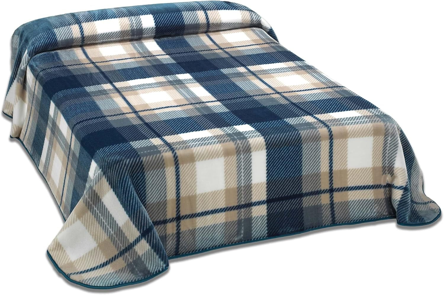 MANTAS MORA Coperta stampata, grande volume, 100% poliestere, 450 G/M², morbida, per autunno/inverno, Design Harmony K60, 260 X 240 cm, per letti da 160/180 cm, blu Piumini e trapunte Naty Shop Blu 260X240Cm - Cama De 160/180Cm