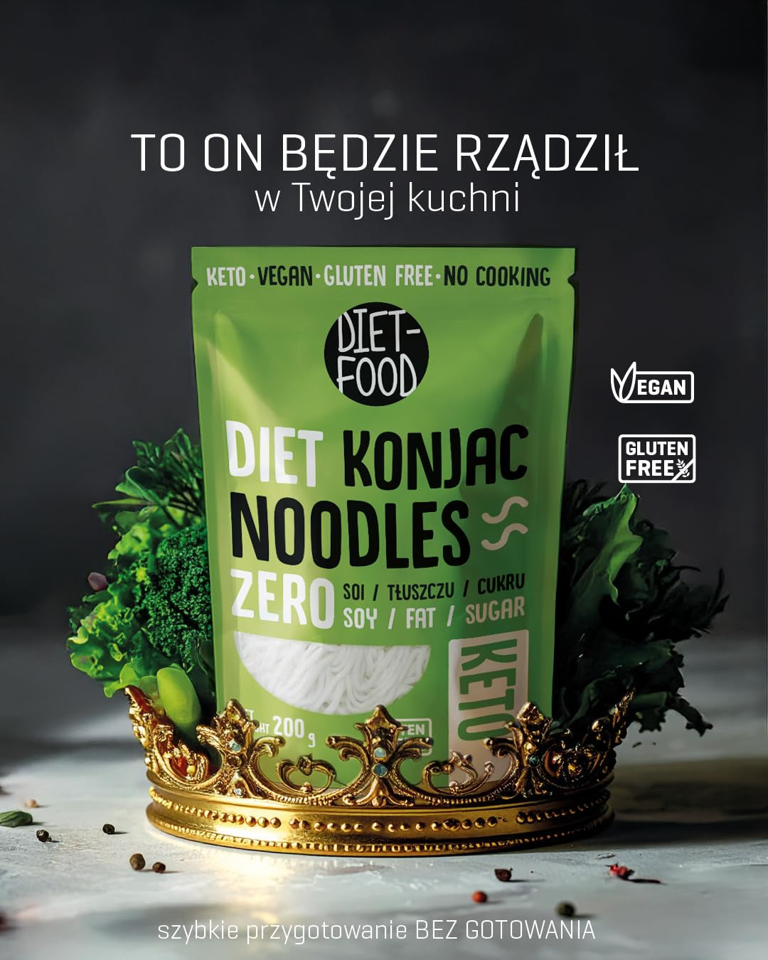 Tagliatelle Shirataki dietetiche | Tagliatelle Konjac a basso contenuto di carboidrati | 200 grammi di pasto vegano a basso contenuto calorico, senza grassi, senza soia, senza glutine, tagliatelle dietetiche solubili in acqua