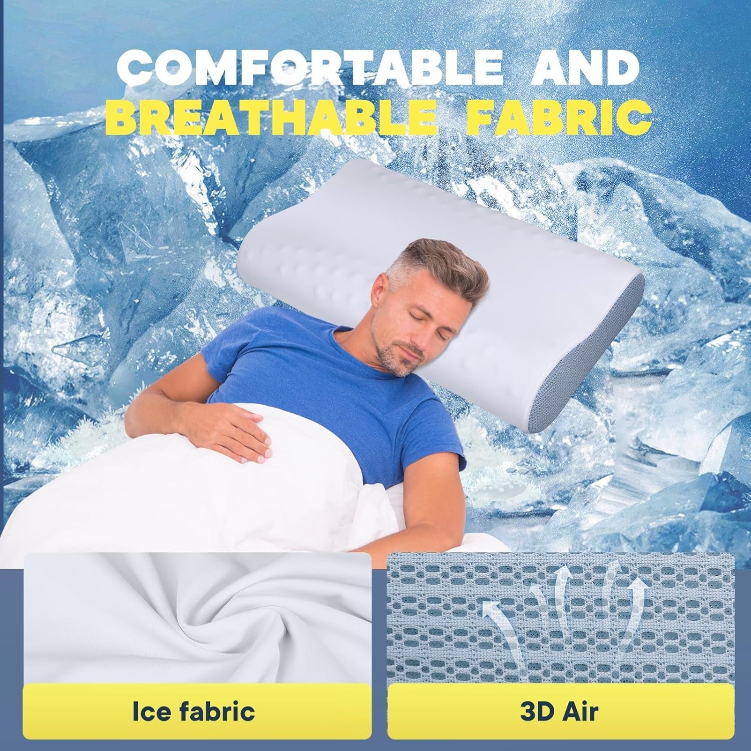 Cuscino per il collo rinfrescante per alleviare il dolore al collo Cuscini per dormire in memory foam Cuscino cervicale per dolori al collo e alle spalle Cuscino da letto ergonomico Cuscino di supporto per il collo per chi dorme sulla schiena Cuscini ortopedici cervicali Naty Shop