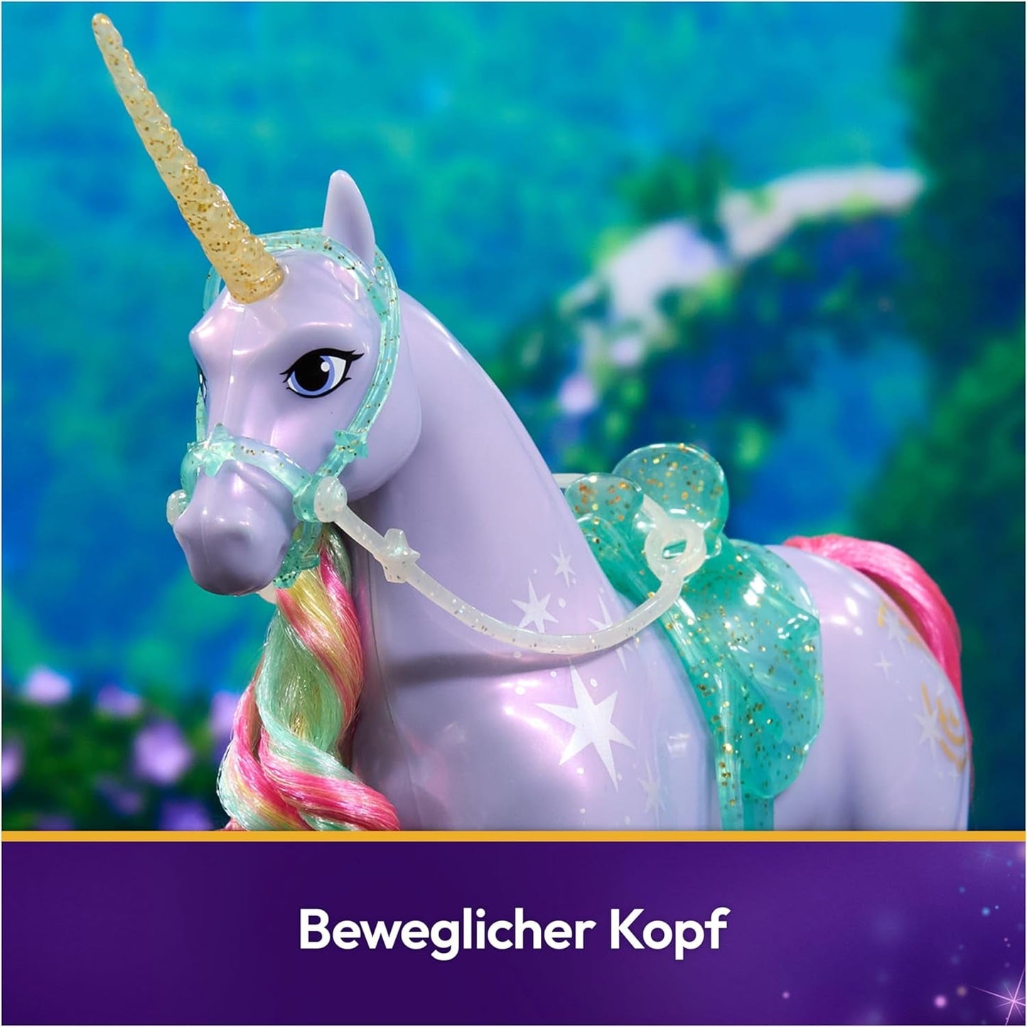 Wildstar Unicorn di Unicorn Academy - Unicorno originale Sophia alto 28 cm della serie Netflix con vera criniera e coda, briglie, sella e spazzola rimovibili, dai 4 anni in su