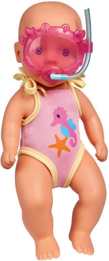 Simba 105030172 - Bambola da bagnetto appena nata, bambola in vinile in costume da bagno con occhialini da nuoto, 30 cm, bambola, età 3+ Bambole Naty Shop Single