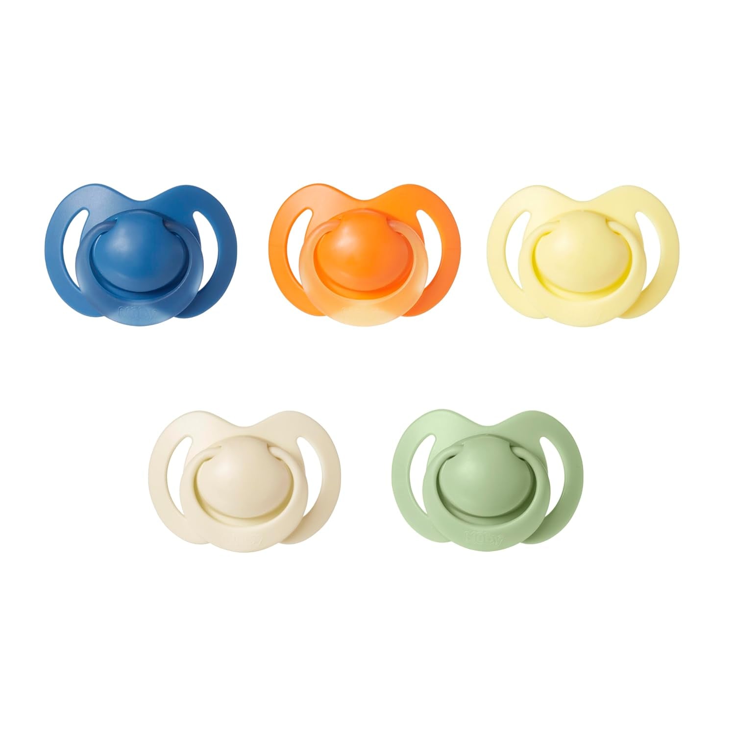Nuby – Set di 5 succhietti e ciucci ortodontici in morbido silicone | 3 modelli per giorno e notte | 2 modelli che si illuminano al buio | Senza BPA | Forma simile al seno | Per 18-36 mesi