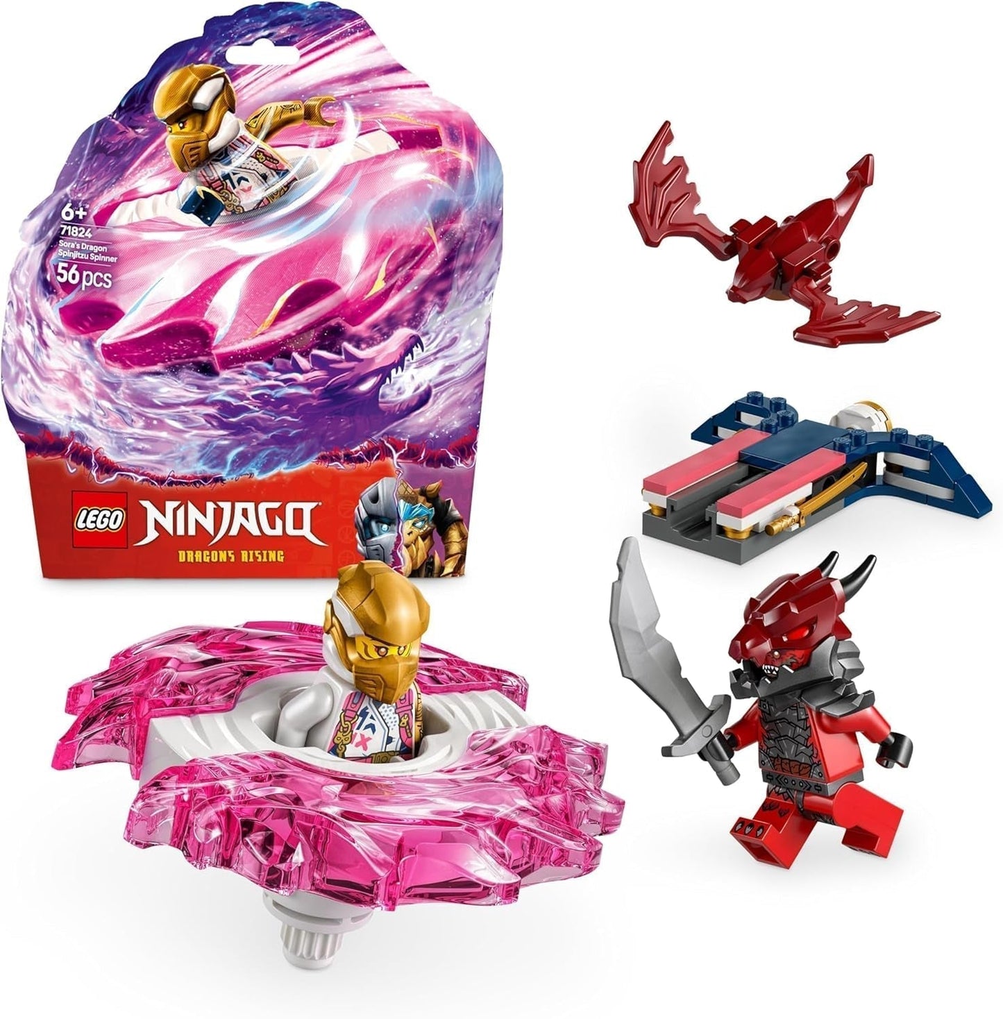 LEGO NINJAGO Spinner Spinjitzu del drago di Sora - Giocattolo ninja d'azione con 2 minifigure - Piccolo set da gioco per bambini - Idea regalo per ragazzi e ragazze dai 6 anni in su 71824 Set da costruzione Besuche den LEGO-Store Titolo predefinito