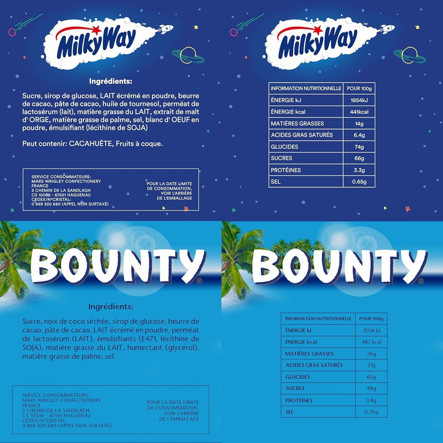 Mini misti, Snickers, Bounty, Twix, Milky Way, confezione sfusa al cioccolato, confezione unica (1 x 400 g) (confezione da 5)