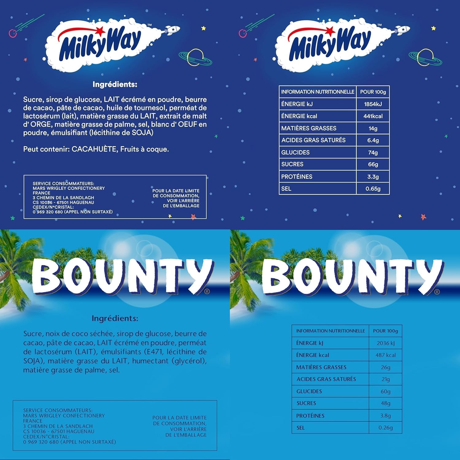 Mini misti, Snickers, Bounty, Twix, Milky Way, confezione sfusa al cioccolato, confezione unica (1 x 400 g) (confezione da 5)