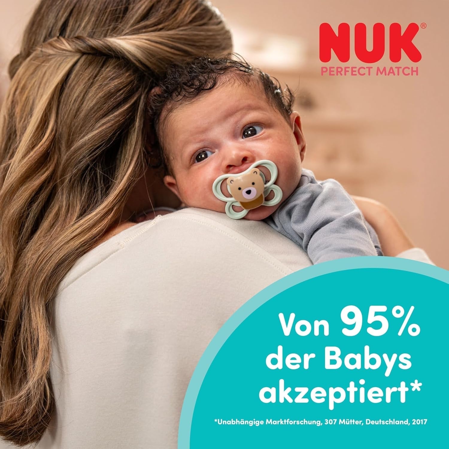 Ciucci NUK Perfect Match per neonati | 0-6 mesi | Ciucci ortodontici che favoriscono la circolazione dell'aria e prevengono la sbavatura | 95% di accettazione da parte dei bambini** | Volpe/Orsacchiotto | Confezione da 2