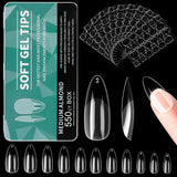 Alyvisun Punte per Unghie Balletto, 500 Punte per Unghie Acriliche a Copertura Completa con Set di 240 Adesivi per Unghie, 10 Dimensioni Punte per Unghie in Gel Trasparente Punte per Unghie in Gel Morbido Punte per Unghie Ballerina