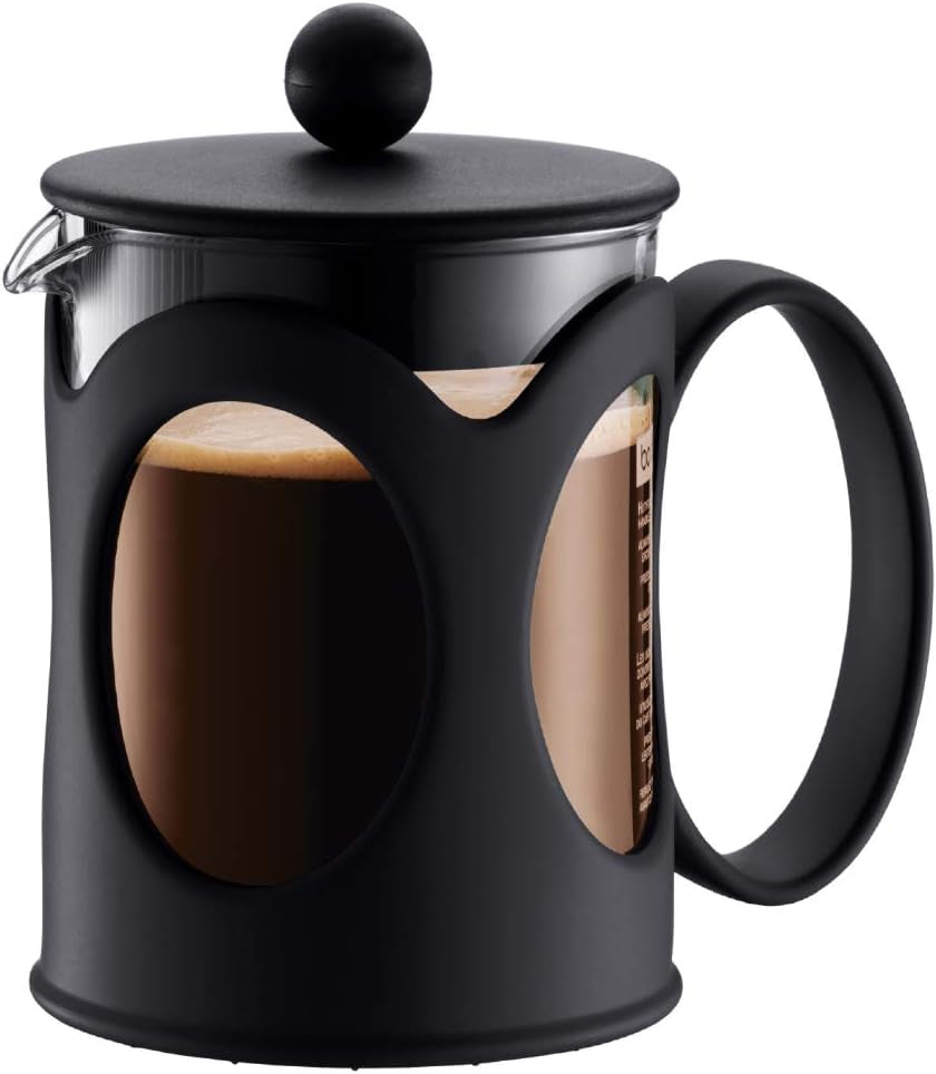 Caffettiera Bodum Kenya - 1 L / 8 tazze - Vetro borosilicato con stampa francese manuale e acciaio inossidabile - Lavabile in lavastoviglie - Prodotto in Portogallo