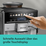 Macchina per caffè espresso automatica Siemens EQ.6 plus s300 TE653501DE, per molte specialità di caffè, montalatte, macinacaffè in ceramica, doppia funzione caffè, anticalcare, pulizia automatica a vapore, 1500 W, argento