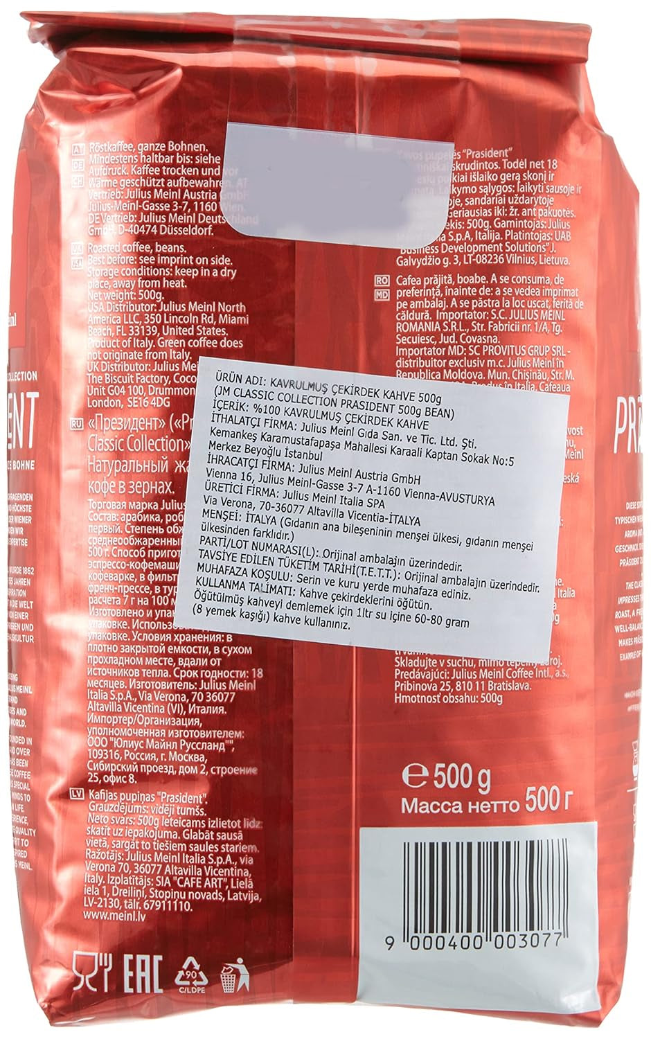 Confezione da 2 fagioli interi President (2 x 500 g)