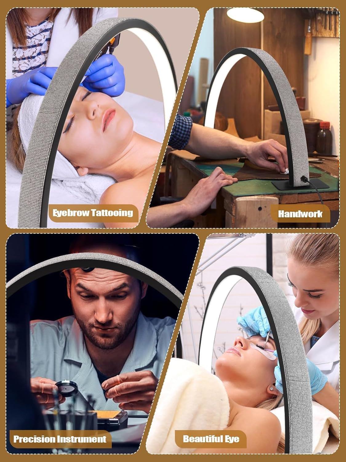 Lampadario Kalolary, Lash Lumière Pour Extensions De Cils Regglable À 360°, 3000K-6000K Demi-Lune Lamp, Lamp De Beauté (Lampada a mezzaluna)