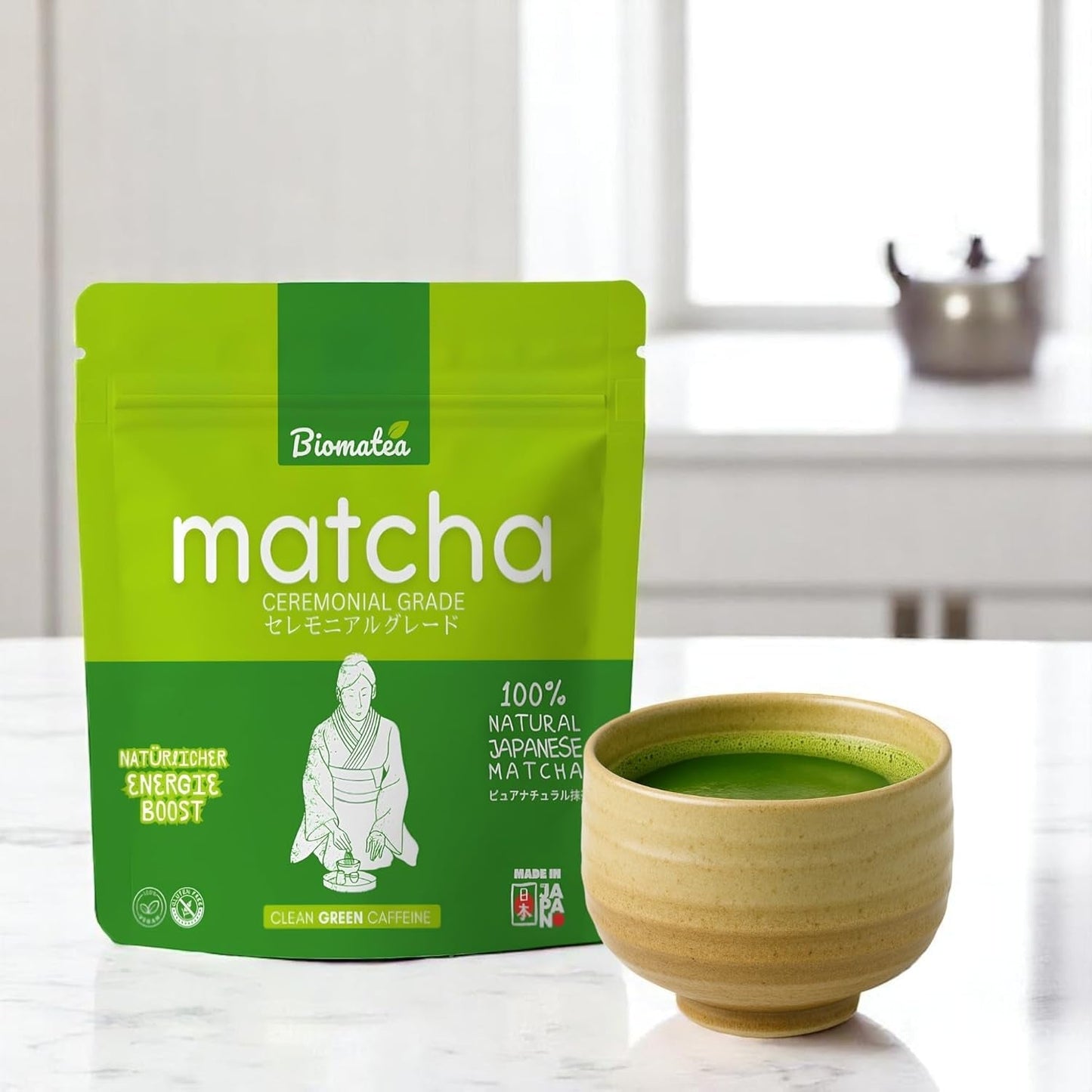 50G Matcha di grado cerimoniale dal Giappone - 100% naturale, privo di pesticidi e testato - Macinato a pietra - Polvere di tè giapponese Moegi Matcha Premium