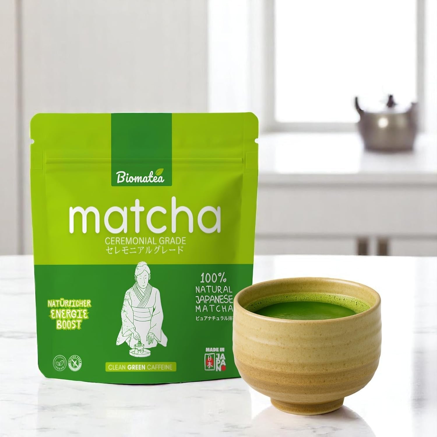 50G Matcha di grado cerimoniale dal Giappone - 100% naturale, privo di pesticidi e testato - Macinato a pietra - Polvere di tè giapponese Moegi Matcha Premium