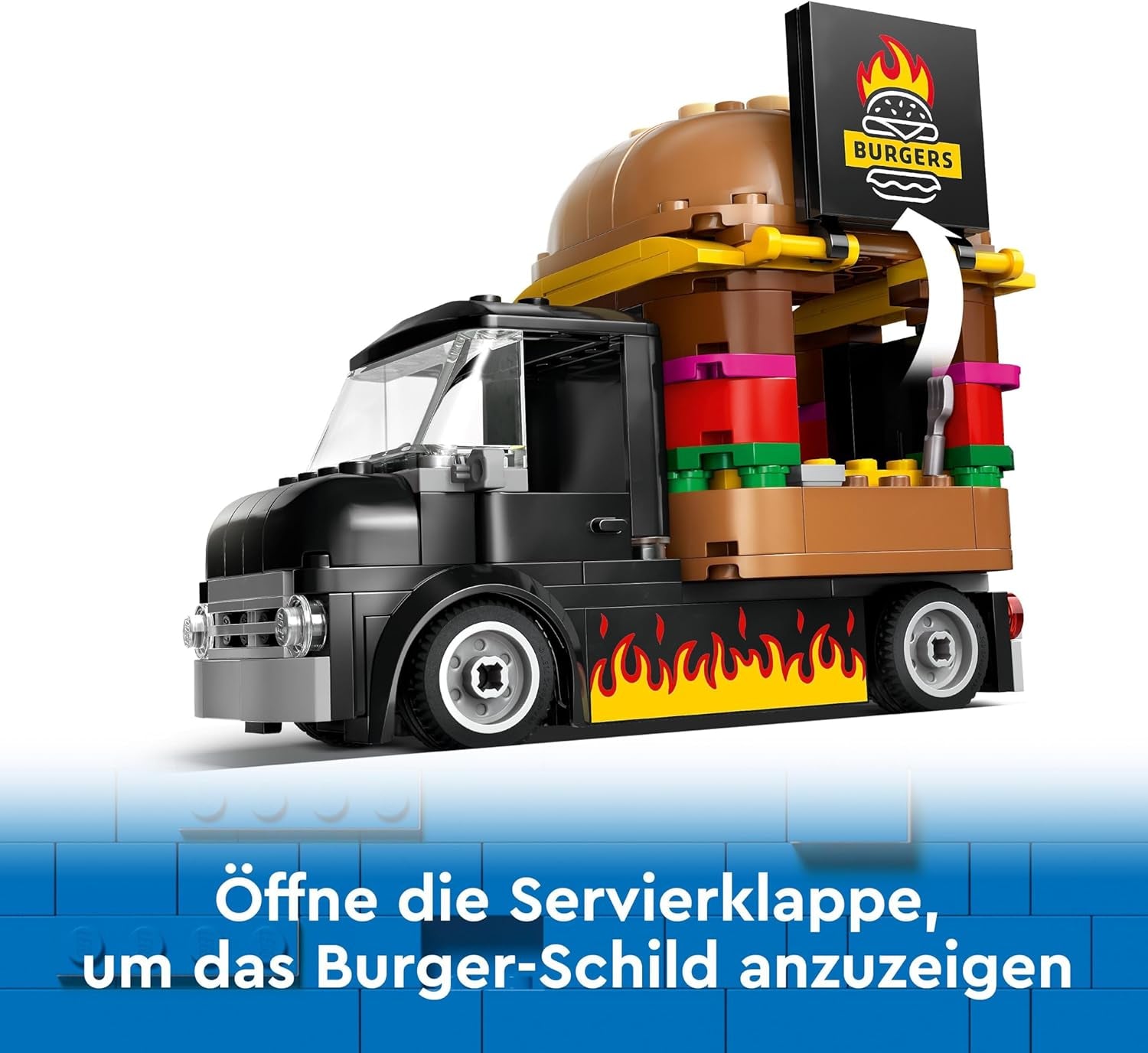 LEGO City Set da costruzione del camion degli hamburger con macchinina per bambini di 5 anni, minifigure del camion del cibo e accessori, regalo divertente per ragazzi e ragazze 60404 Set da costruzione Besuche den LEGO-Store