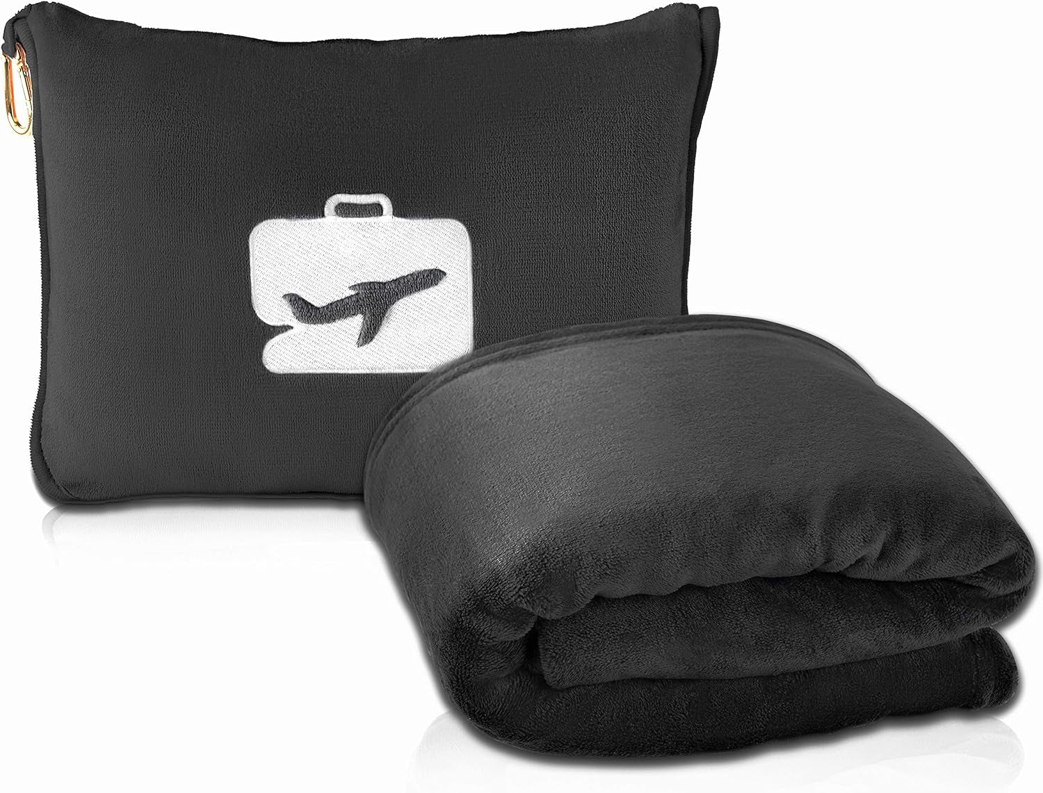 Eversnug Coperta e cuscino da viaggio - Morbida coperta da aereo 2 in 1 con morbida fodera per cuscino tascabile, fodera per borsa e supporto per zaino (rosso bordeaux) Cuscini da viaggio Naty Shop Nero