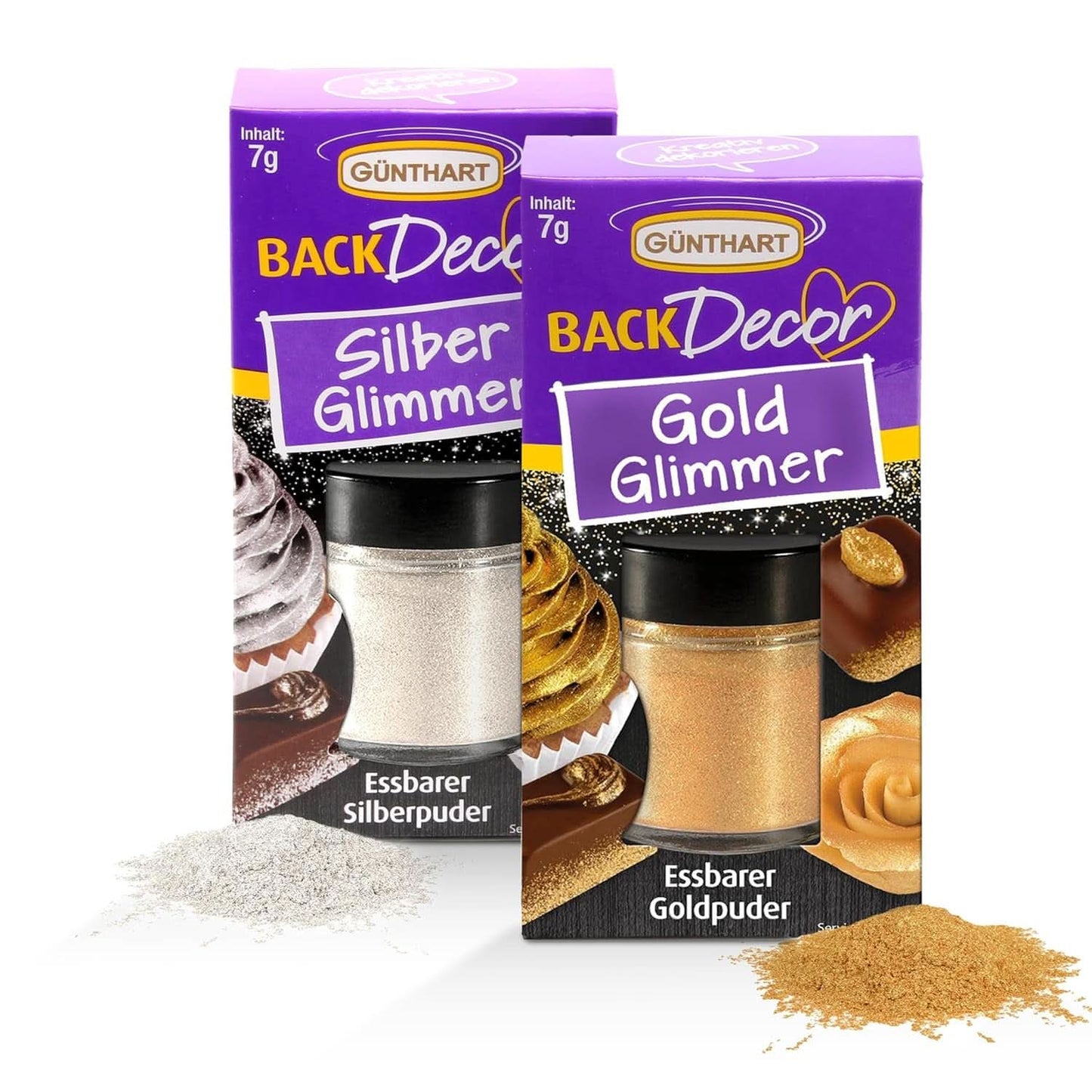 Günthart glitter, polvere, oro e argento, set 2 x 7 grammi Titolo predefinito Naty Shop