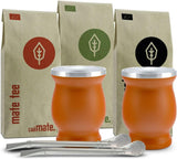 Set da tè Mate Bio ● 3 assortimenti Mate + 2 tazze Mate in acciaio inossidabile a doppia parete + 2 bombillas + istruzioni per la preparazione (nero)