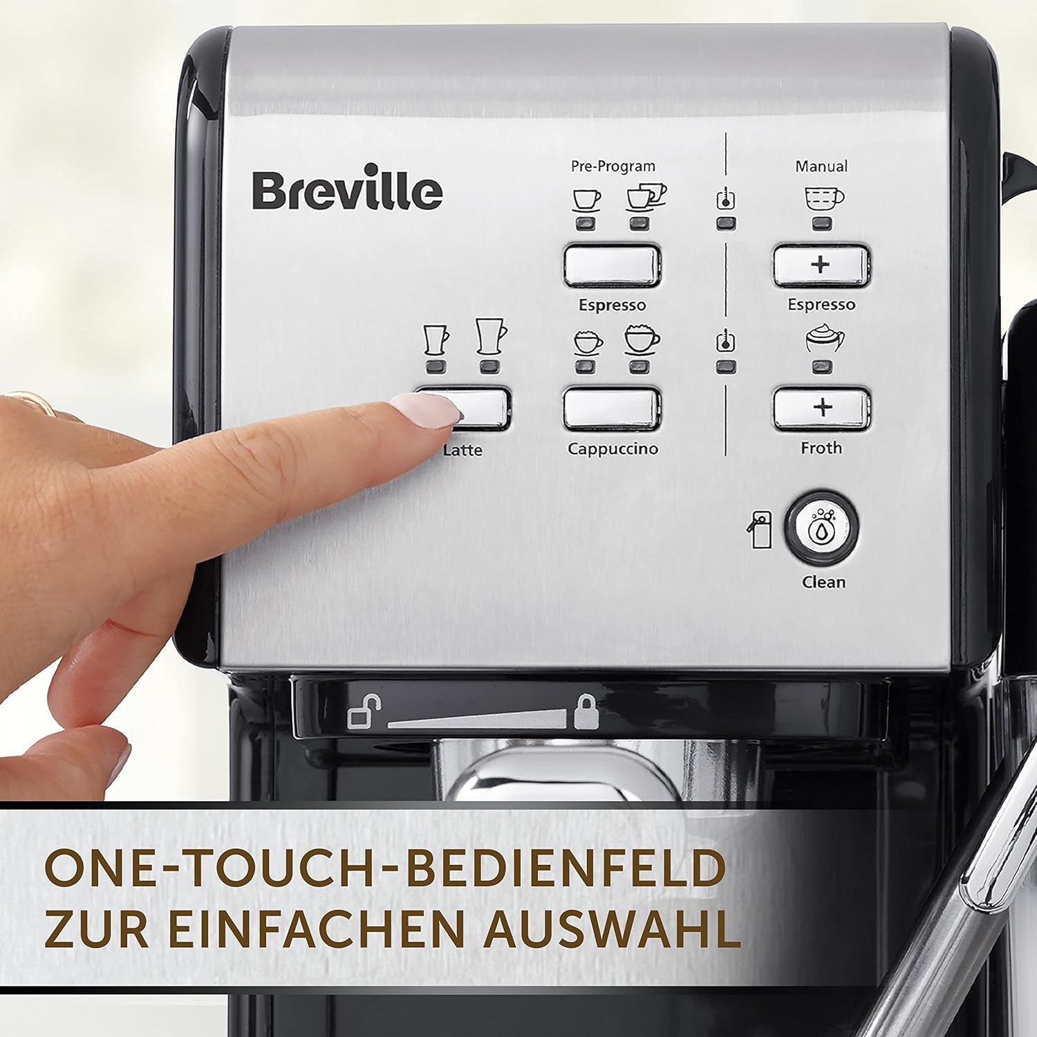Espresso Breville Prima Latte II | Macchina per latte e cappuccino | Pompa professionale con 15 bar e montalatte | Argento [VCF108X]