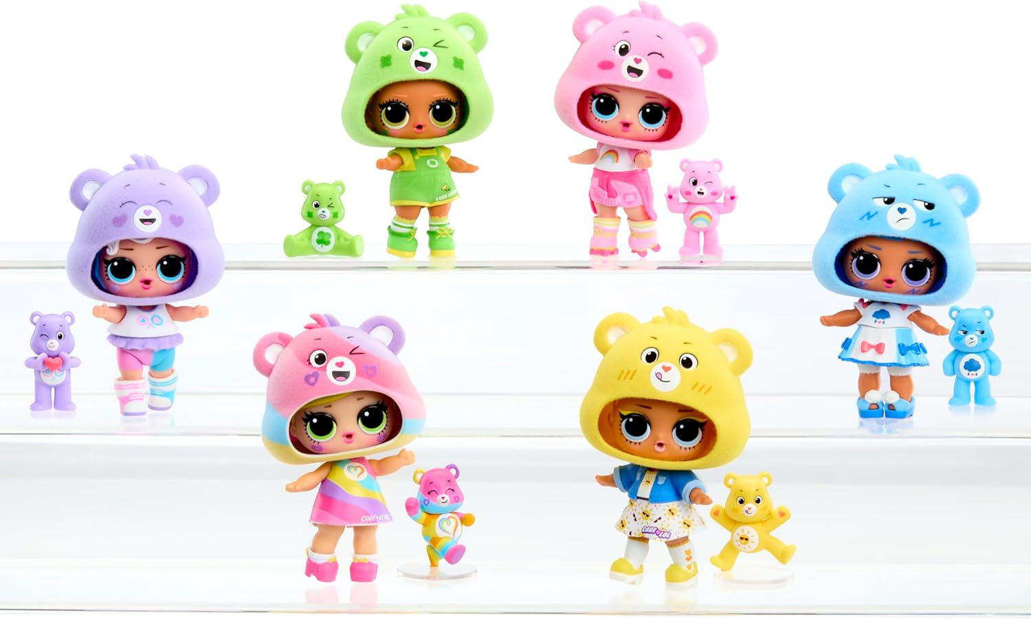 LOL Sorpresa! Loves Care Bears Tots - Include 1 bambola con vestito e accessori, palla di orsacchiotto, confezione nascosta, 6 bambole da collezione