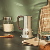 Alessi 9090/6 Espresso con 6 tazze per induzione, acciaio inossidabile, argento, 15,5 x 13,5 x 27 cm