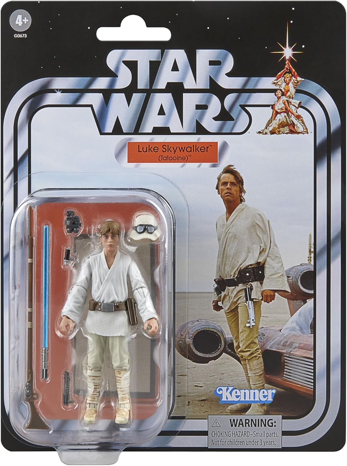Collezione vintage Star Wars Landspeeder e Luke Skywalker, action figure e veicolo Star Wars: Una nuova speranza, action figure da 9,5 cm Naty Shop