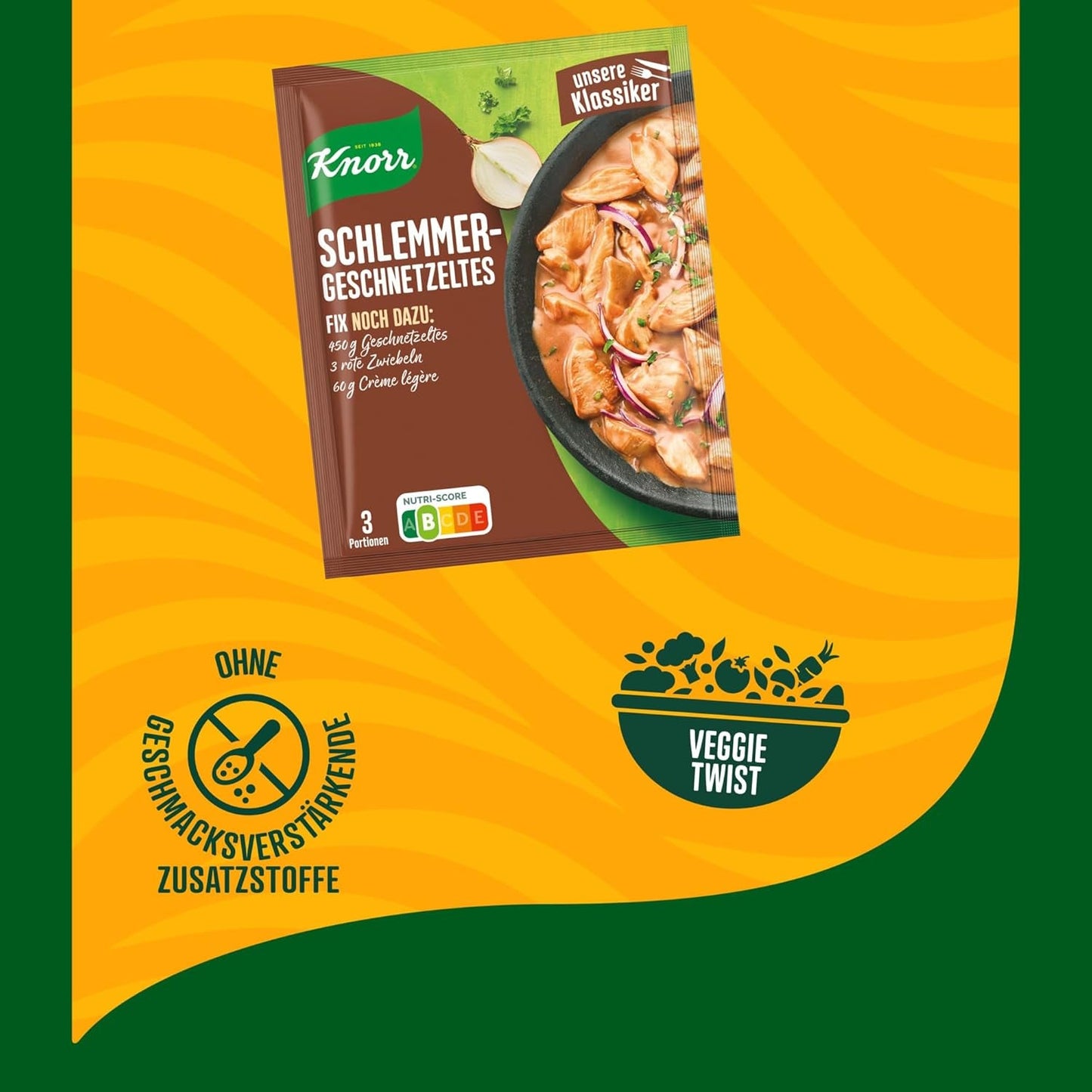 Knorr Fix Würzmischung Schlemmer-Geschnetzeltes für ein leckeres Fleischgericht ohne geschmacksverstärkende Zusatzstoffe 43 g 1 pezzo