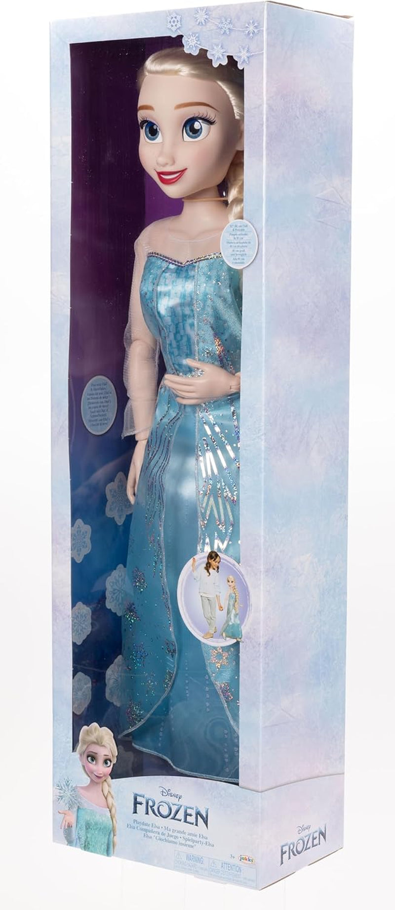 Disney Frozen Playdate Elsa Bambola Gigante da 80 cm della Jakks Pacific Bambola Completamente Articolata con 11 Punti di Articolazione Include Spazzola per Capelli e Accessori