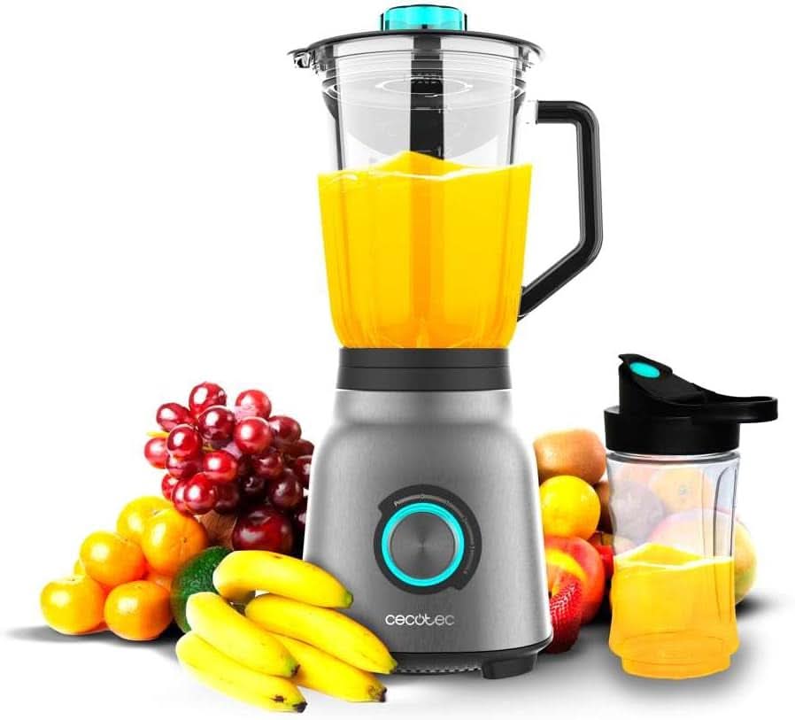 Cecotec Robot da cucina Power Black Titanium 2200MAX Smooth, 2200 W Maximale Leistung, 6 Klingen Aus Edelstahl, Funzione Ice Crush, Funzione Turbo e Smoothie, Funzione Autoclean Kitchen Naty Shop Inox 1800 W | 1,5 L + Flasche Drawbare