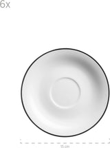 Mäser Nola Serie Moderno Servizio da caffè per 6 persone Bianco con Bordo Nero Set di Stoviglie da 18 Pezzi Tazze da caffè Piattini e Piatti da Dessert - Servizio da caffè Rotondo Set da caffè Bianco