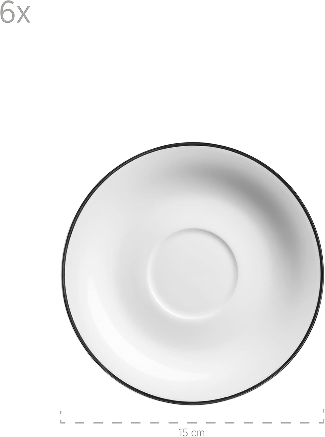 Mäser Nola Serie Moderno Servizio da caffè per 6 persone Bianco con Bordo Nero Set di Stoviglie da 18 Pezzi Tazze da caffè Piattini e Piatti da Dessert - Servizio da caffè Rotondo Set da caffè Bianco