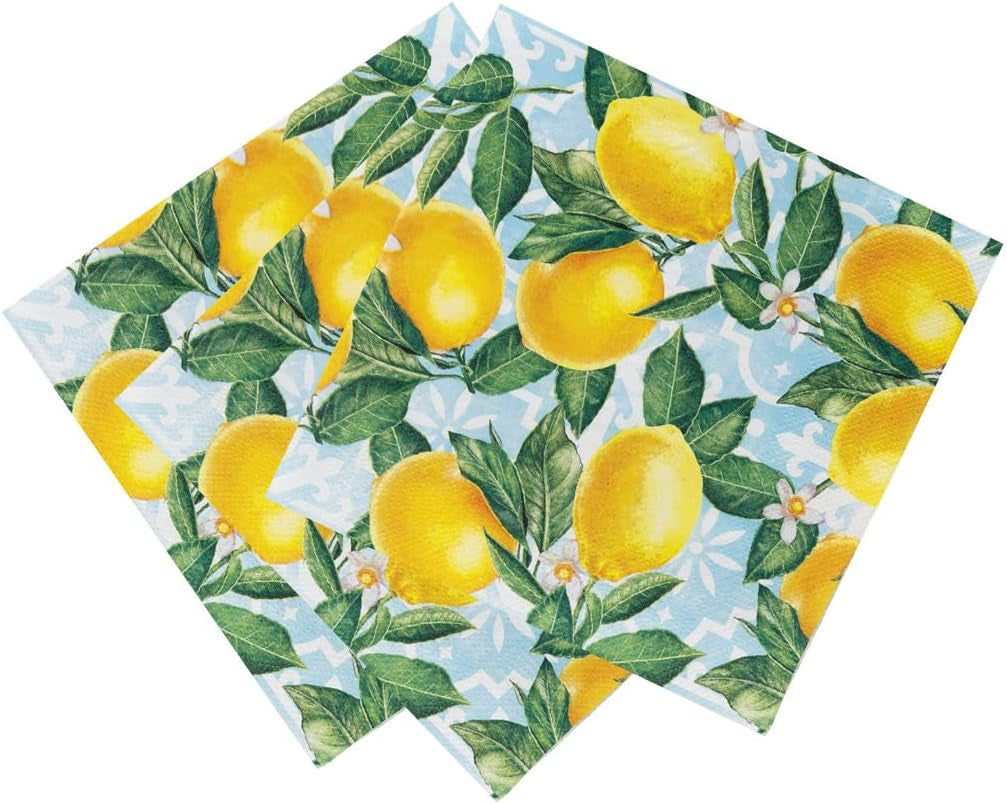 Talking Tables 20 tovaglioli di carta limone confezione da 20 | Stoviglie usa e getta a tema vivace per riunioni memorabili, feste estive, addio al nubilato, pranzi, luminosi