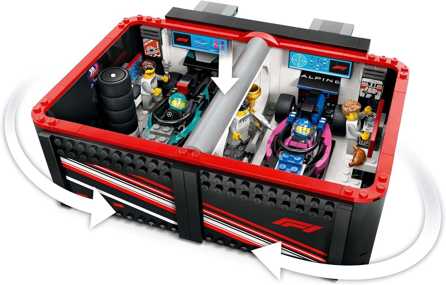 Garage F1 LEGO City con auto da corsa Mercedes-Amg e Alpine - Auto da corsa di Formula 1 con 2 piloti e 4 minifigure meccaniche - Regalo per ragazzi e ragazze 7+ e fan 60444 Besuche den LEGO-Store Building Sets