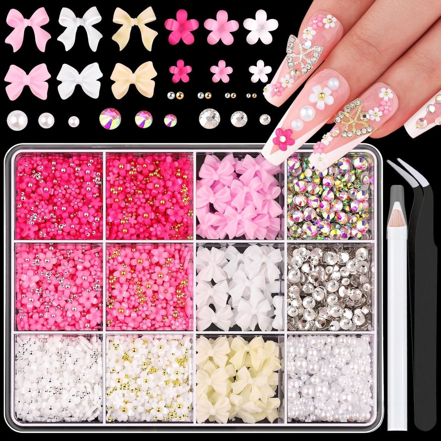 GZMAYUEN 920 pezzi perle per unghie con retro piatto oro argento per unghie, perle per unghie beige bianco Halbrunde, piccole perle con retro piatto Halbrunde per decorazioni per nail art fai da te