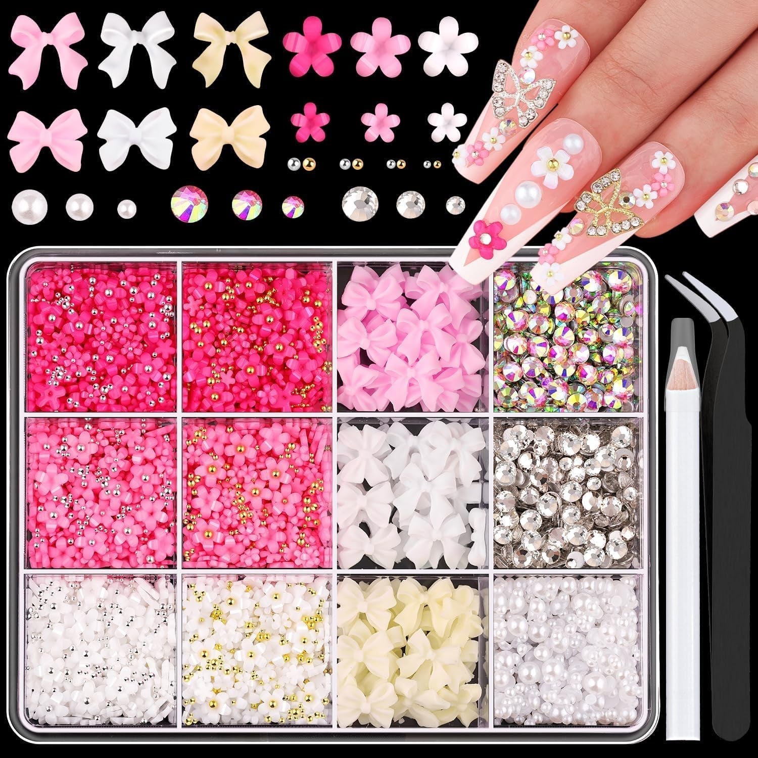 GZMAYUEN 920 pezzi perle per unghie con retro piatto oro argento per unghie, perle per unghie beige bianco Halbrunde, piccole perle con retro piatto Halbrunde per decorazioni per nail art fai da te