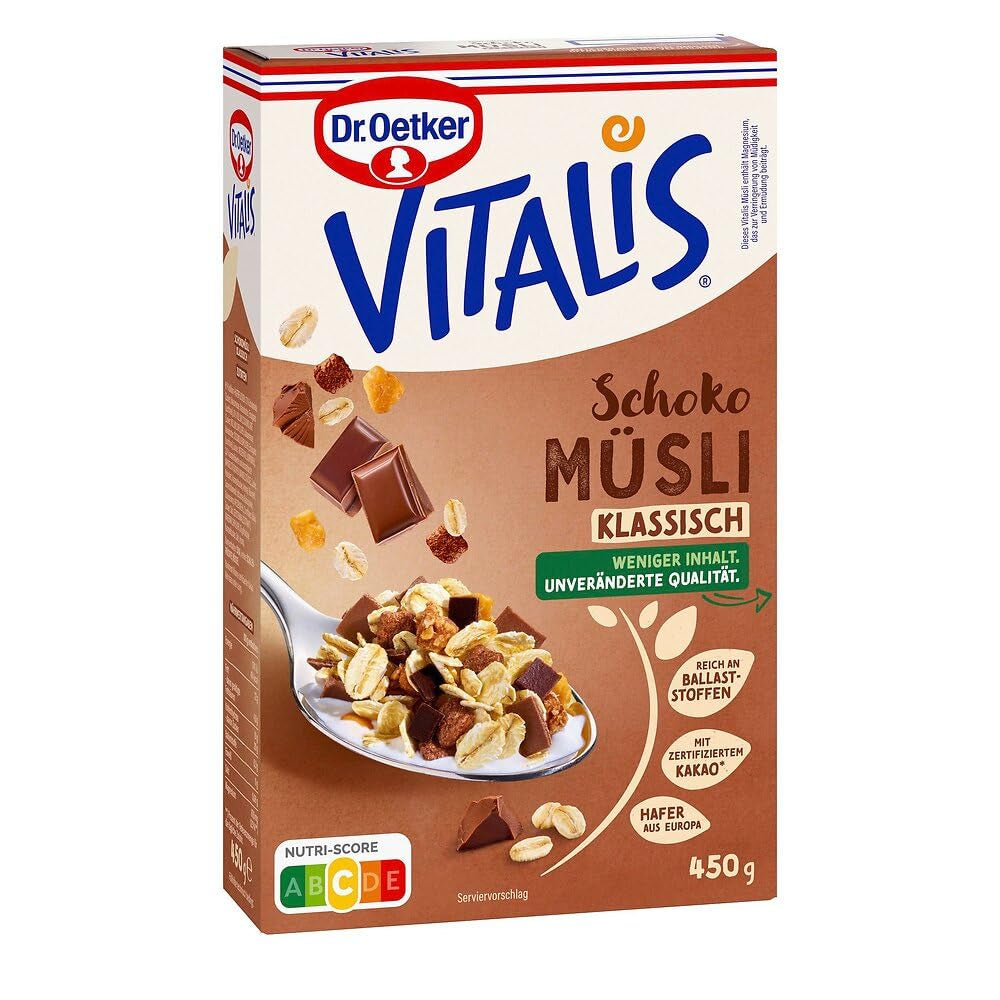 Dr. Oetker Vitalis Chocolate Muesli Classic: muesli da colazione con cioccolato al latte e fondente, confezione da 7 (7 x 600 g)
