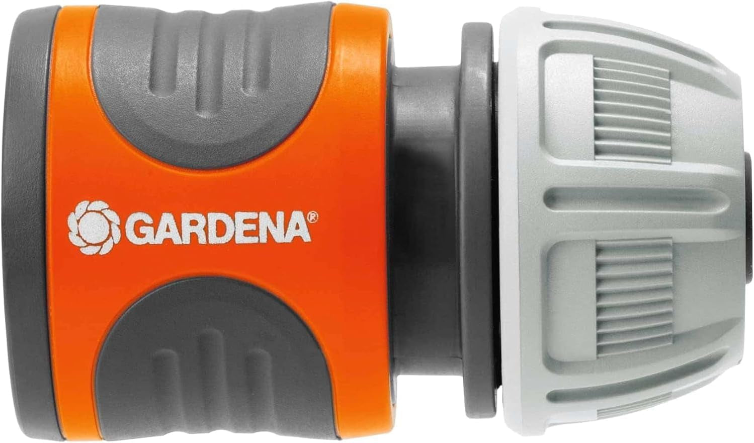Connettore per tubo Gardena da 13 mm (1/2 pollice) e 15 mm (5/8 pollice): connettore a innesto per l'estremità del tubo, rientranze per il serraggio, facile montaggio, in scatola (18215-20)