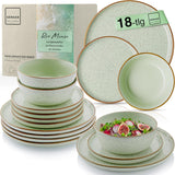 SÄNGER Rio Menta | Set di Stoviglie in Gres per 6, 6 Piatti, 6 Piatti da Dessert, 6 Ciotole, Verde Menta | LA COLLEZIONE DI VALORE