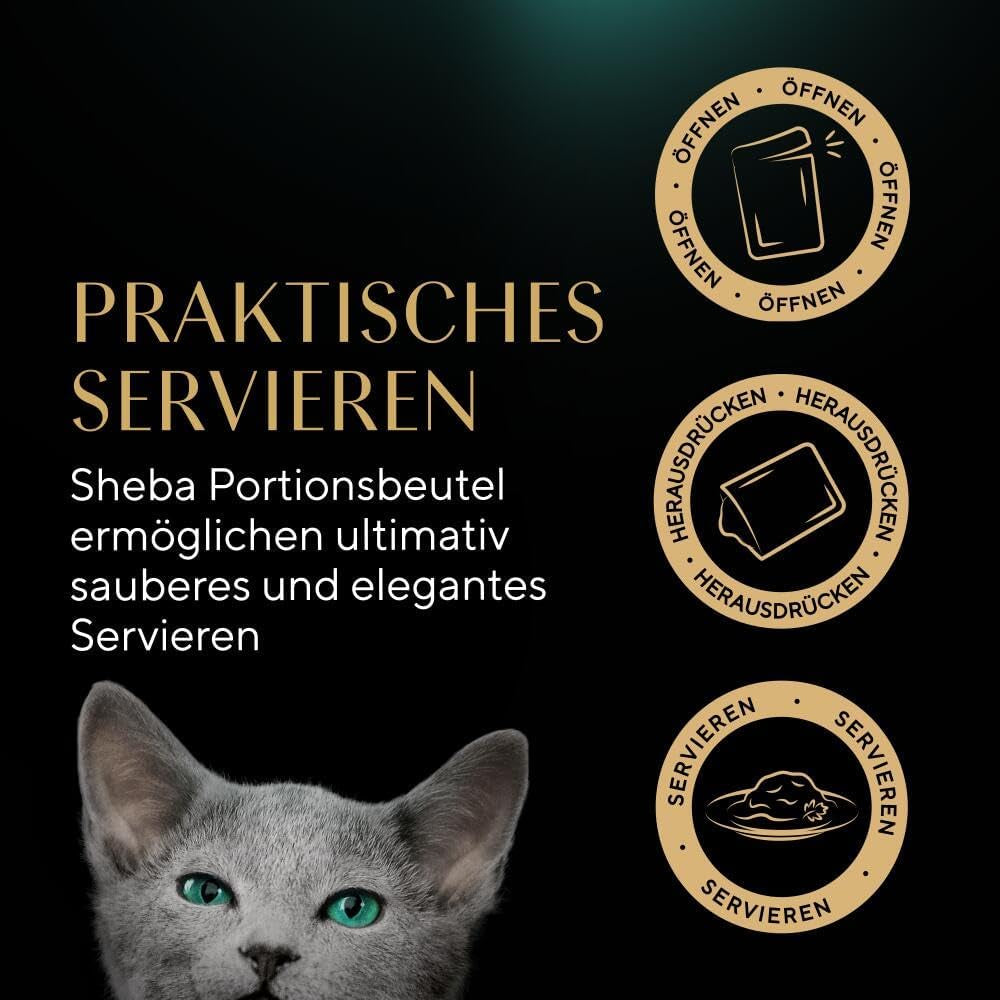 Sheba alimento umido per gattini, in bustine assortite, con salmone (MSC) e pollo in salsa, multipack 40x85g