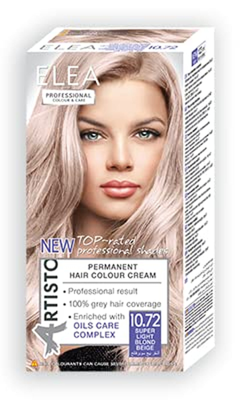 Color & Care colorazione permanente per capelli 120ml, risultato professionale, copertura dei capelli grigi, arricchita con complessi oli per la cura-Colore per capelli a lunga durata (10.1 Super Light Ash Blonde) Naty Shop Hair Dye 10.72 Super Light Blonde Beige