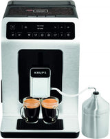 KRUPS Evidence One macchina per caffè espresso automatica con tubo per il latte, cappuccino one-touch, 12 bevande speciali, funzione 2 tazze, display a colori, macchina per caffè espresso, certificato TÜV, nero, EA895N10