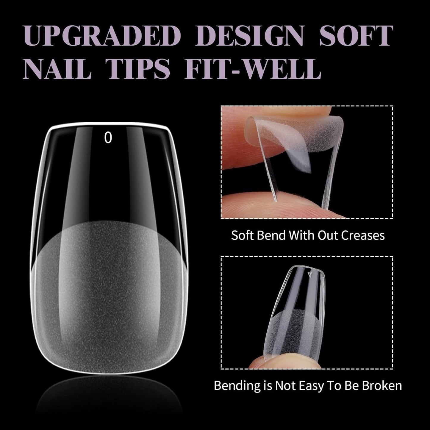 Unghie finte corte Ballerina 500 pezzi Colla su 12 misure Unghie artificiali Punte per unghie corte in gel morbido con copertura completa per unghie in gel Corte S