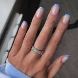 Punte francesi lunghe Colla glitter dorata su unghie lunghe quadrate Punta francese glitterata Unghie finte Set Unghie artificiali quadrate per le donne 24 pezzi