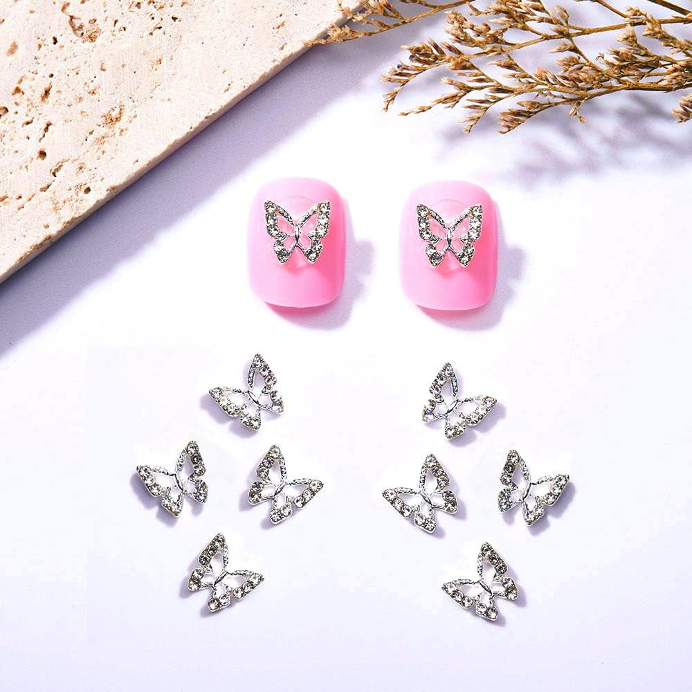 10 Pezzi Lega Farfalla Ciondoli per Unghie Metallo Pietre Ciondolo per Nail Art per Diamanti Unghie Gemme Gioielli per Unghie Decorazioni artistiche Creazione di Gioielli per Unghie